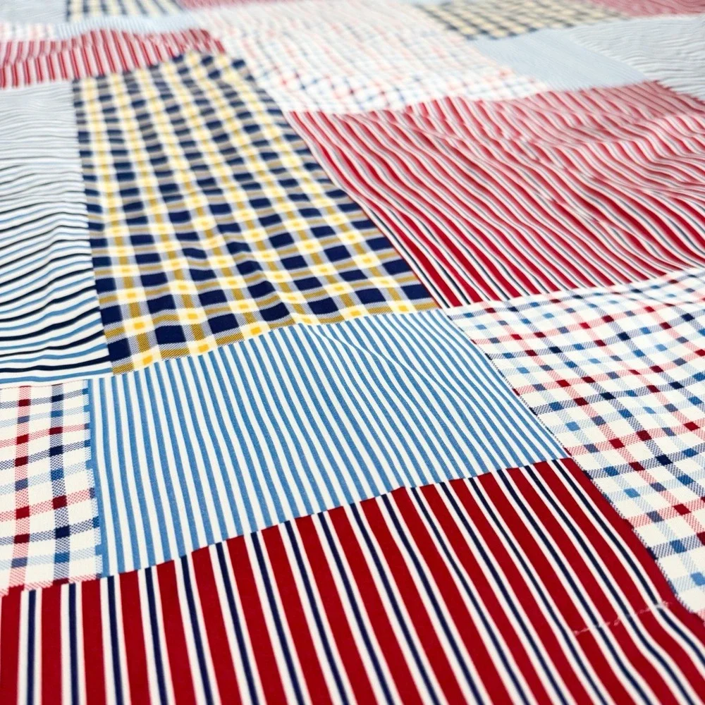 Vtg Tommy Hilfiger Madras‎ Patchwork Comforter Full Size Double Primary Colors